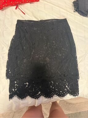 Lulu's Black Lace Mini Skirt with Scalloped Hem
